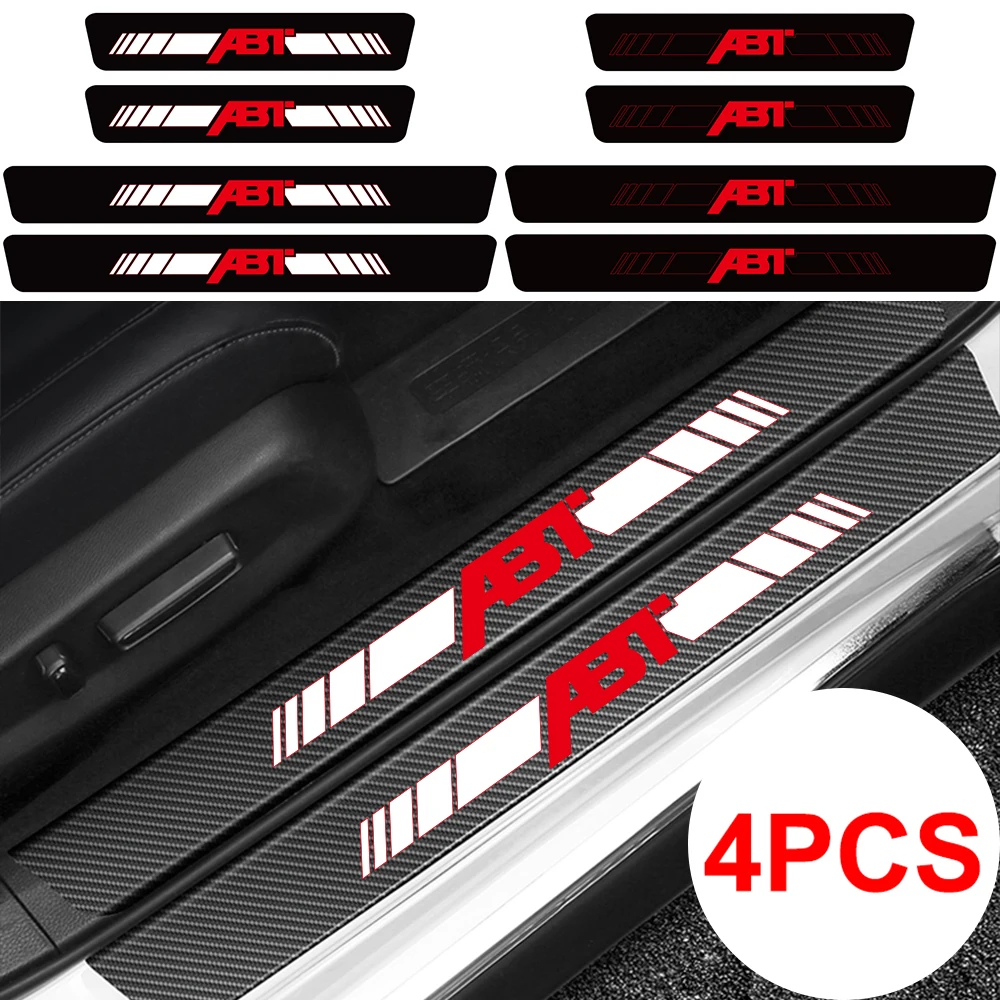 4 шт. защитные наклейки на пороги автомобиля из углеродного волокна против