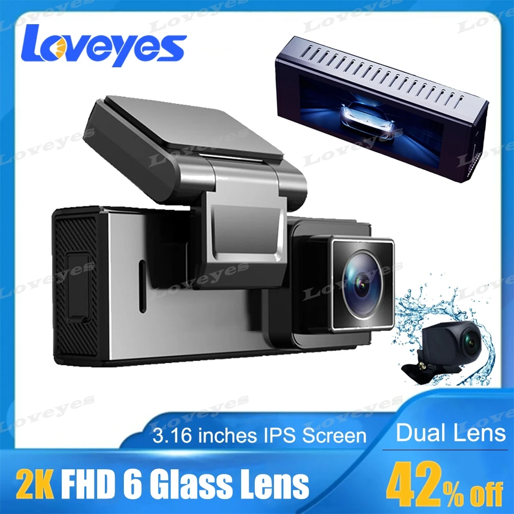 3.16'' Dash Cam FHD 2K Car Camera Recorder Front and Rear Dual Lens Recording Reversing Image Rearview Mirror Cameras DVR A2 |