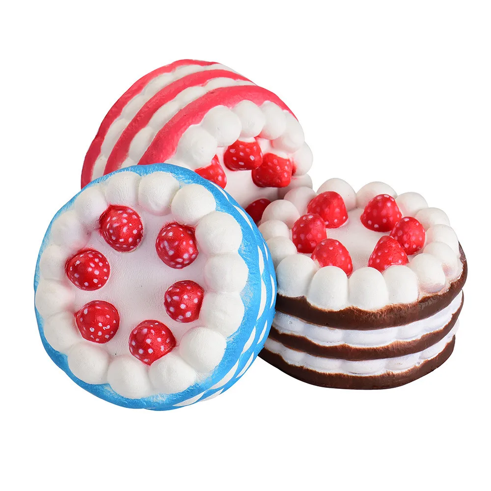 Сжимаемые игрушки антистресс клубничный торт Ароматизированная супер медленно