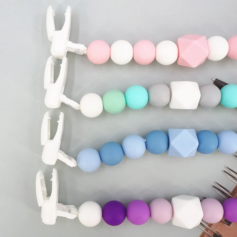 

Chengkai 10pcs silicone picfier chian clip Cartoon Baby Shower Teething Montessori Sensory Cartoon Jewelry Beads BPA Free