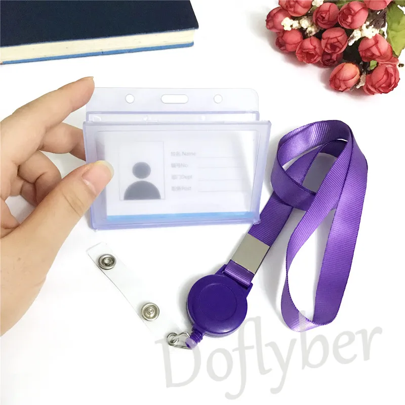 

1Set Office Staff Employee Nurse Neck Lanyard with Work Card Holder Waterproof Transparent Name Tag ID Badge Card Holder