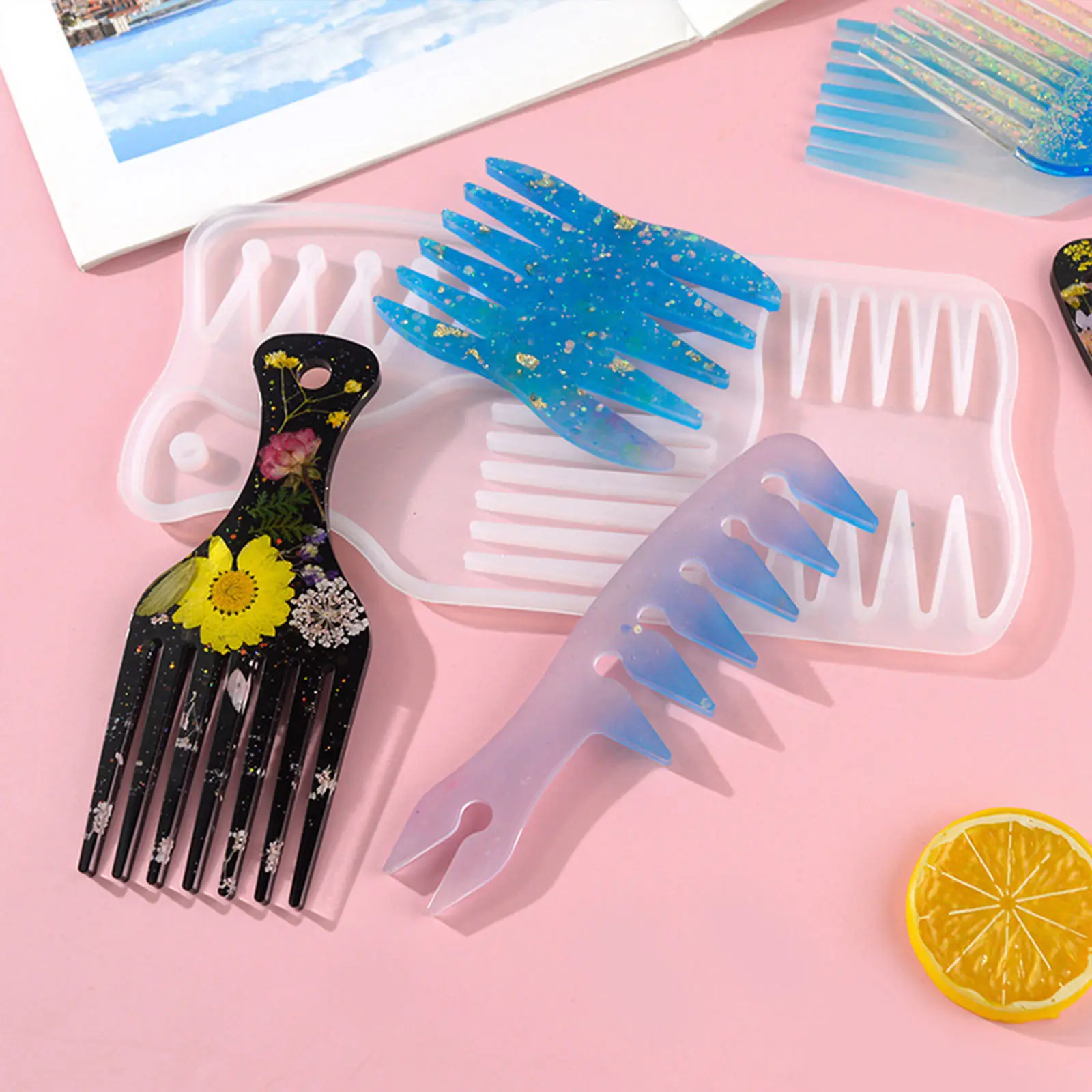 

African Hair Comb Resin Molds Craft Tools Hair Pick Mold Comb Resin Molds DIY Hair Pick Comb Molds Silicone Mold Craft Making
