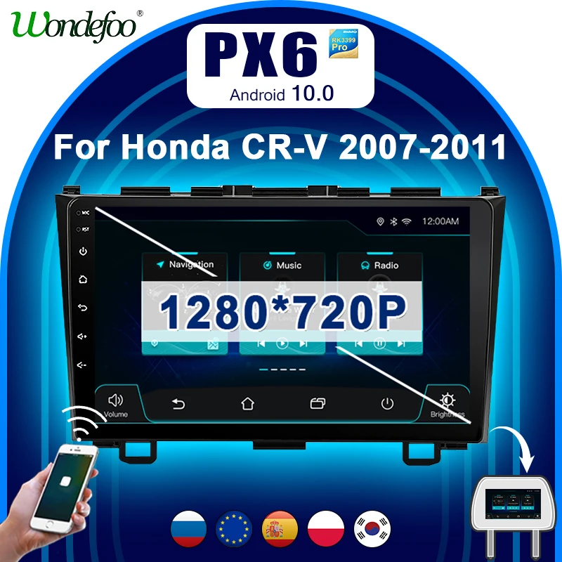 автомагнитола 2дин андройд 10 с экраном магнитола для Honda CR-V 3 ре CRV 2007-2011 Авто
