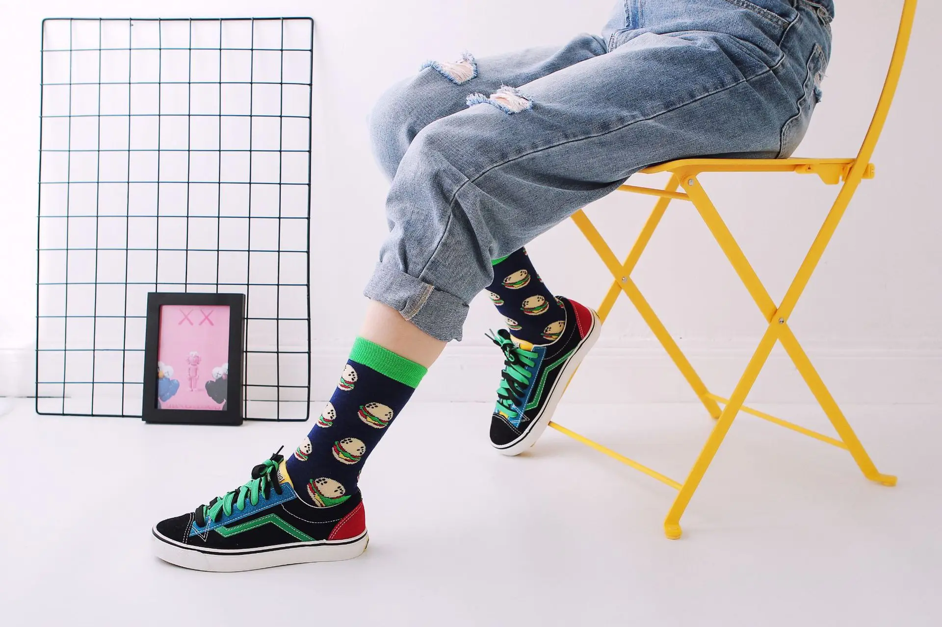 Fashion personality funny long socks ladies casual warm long cotton happy pop hip hop style street tide avocado egg couple socks