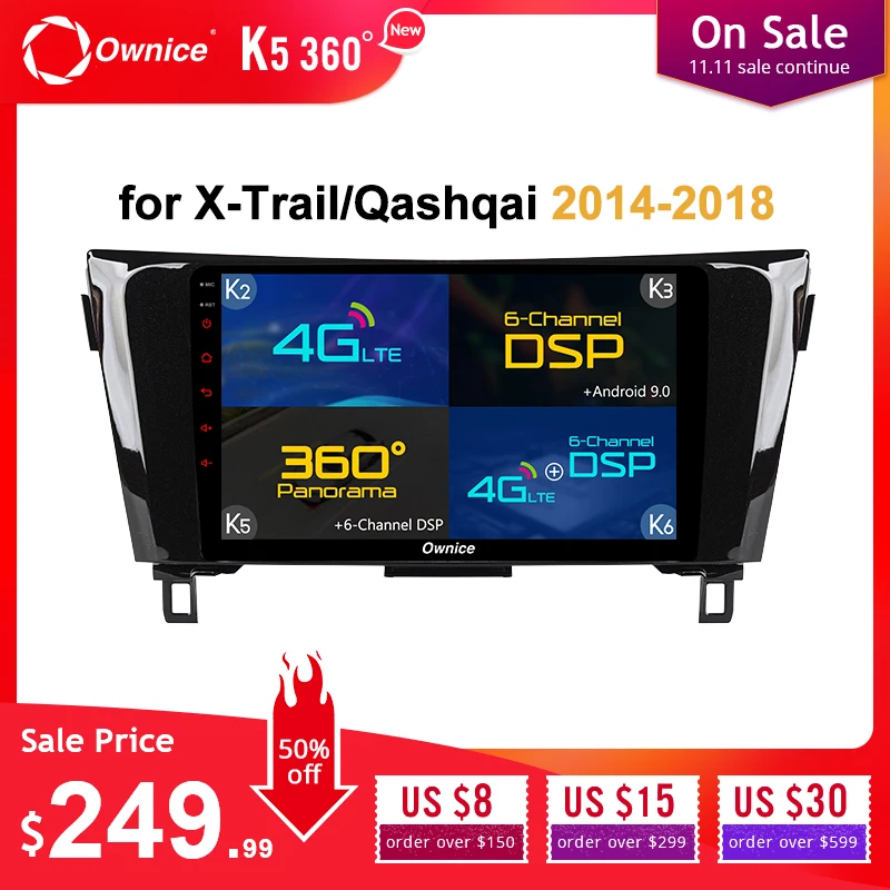 Ownice K3 K5 K6 2Din 10," Android 9,0 автомобильный dvd-плеер Подходит для Nissan qashqai X-Trail- gps навигация Восьмиядерный SPDIF