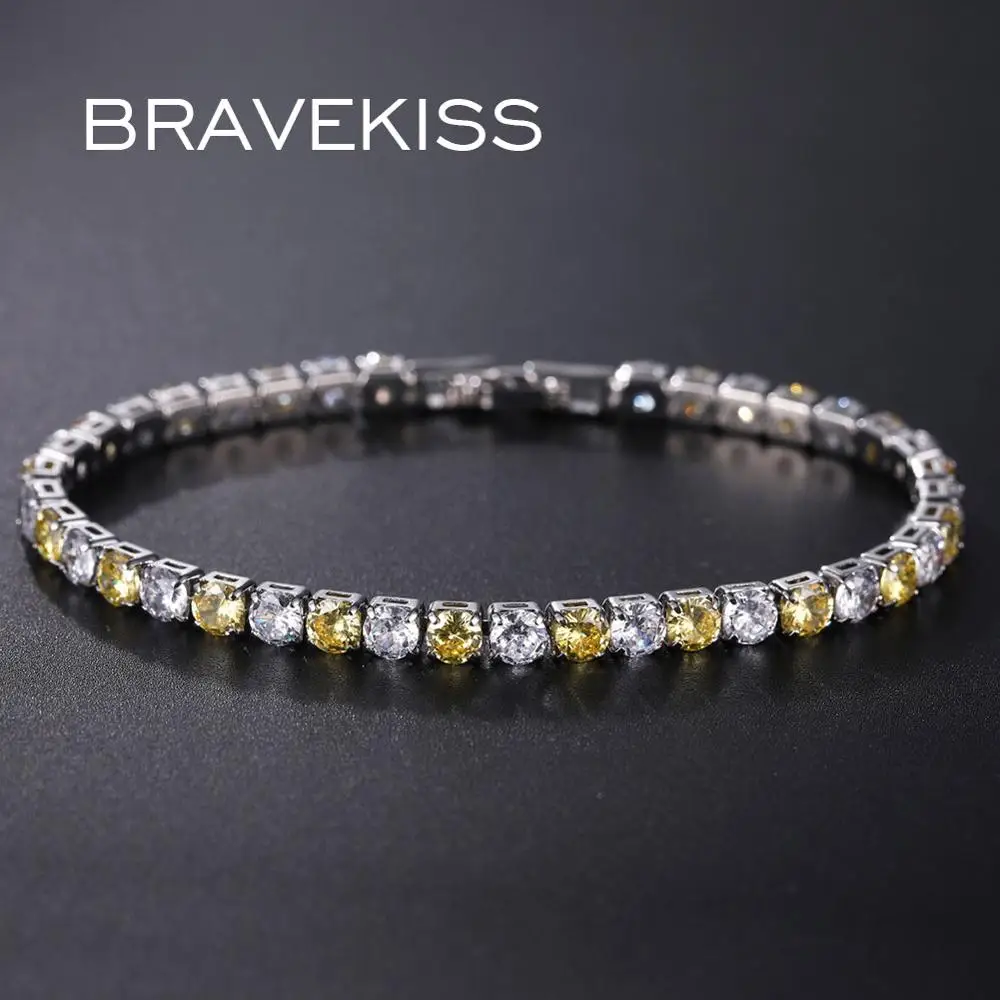 Браслеты для тенниса с кристаллами BRAVEKISS красочный свадебный роскошный браслет