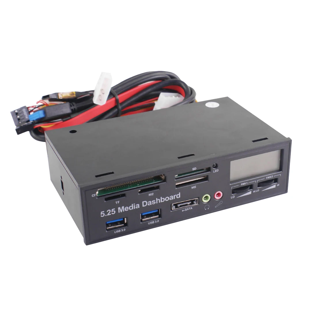 Медиа-панель 5,25 дюймов USB 3,0 концентратор Мульти в 1 кардридер вентилятор контроллер температуры процессор ЖК-дисплей передняя панель ESATA аудио