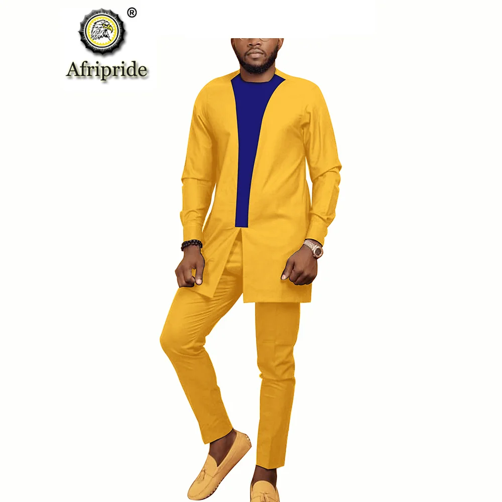 Мужской комплект из 2 предметов рубашка с принтом Дашики и брюки в африканском