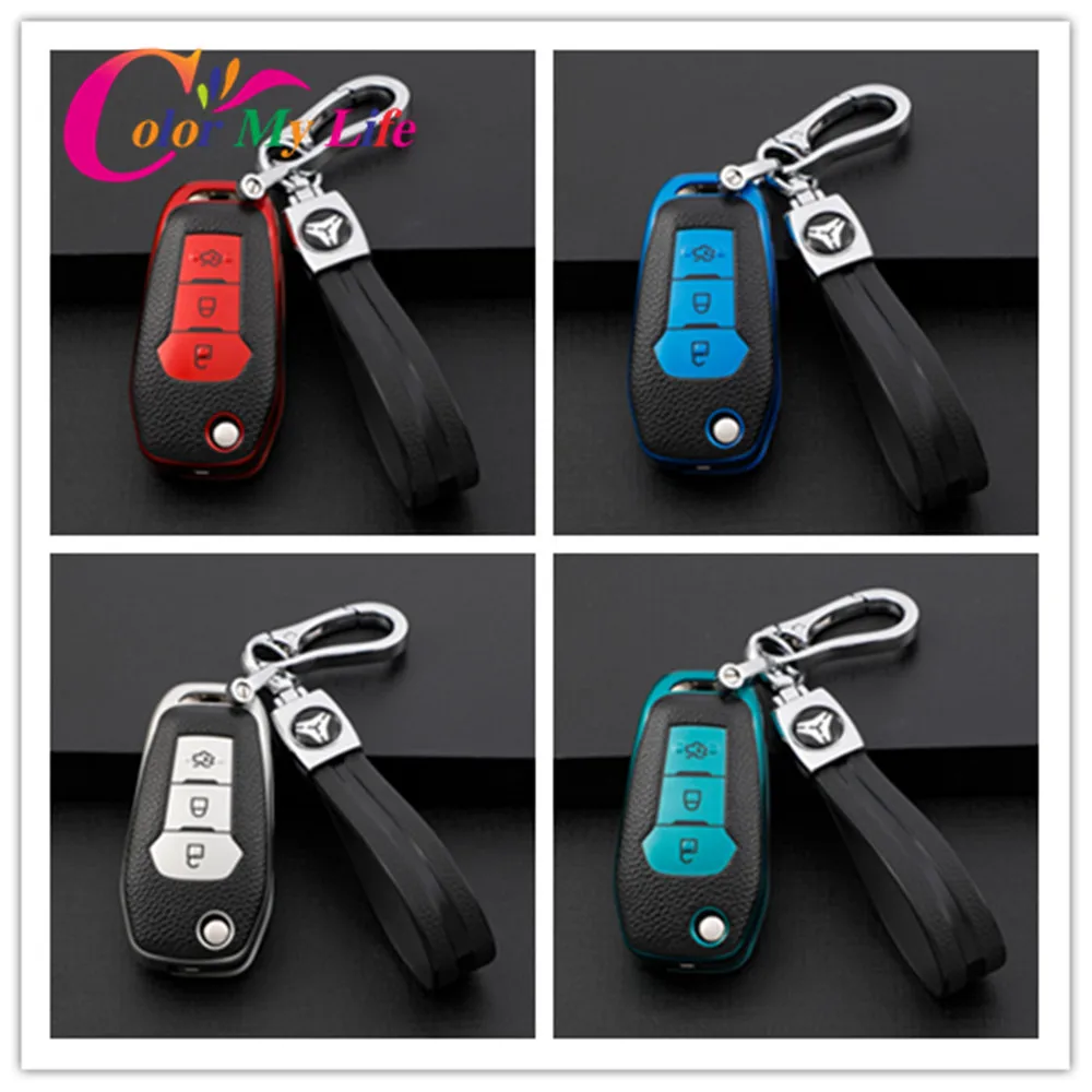 

Color My Life Folded Car Key Case Key Holder Protection Cover for Ford Fusion Mondeo 2013 - 2019 Key Chain Keychain Accessories