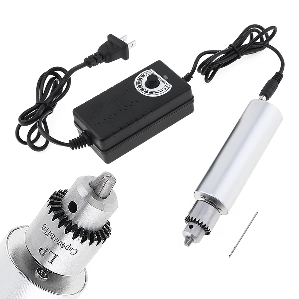 

DC 3V-24V Electric Hand Drill Mini 385 Motor Rotary Tool with JTO Chuck and Adjustable Power Adapter for Plastic Wood Hole Tools