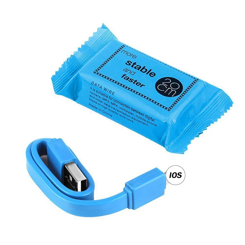 Blue candy Mini USB кабель для мобильного телефона Micro usb type C зарядное устройство кабель для iPhone 8 7 huawei Быстрая зарядка данных шнур 20 см - Цвет: Blue