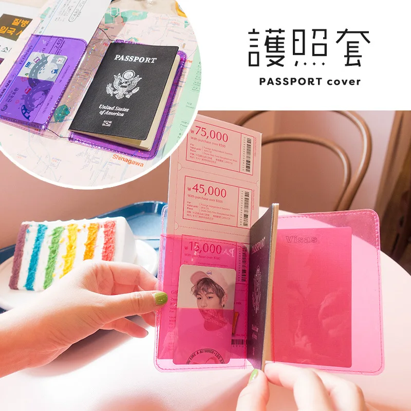 

Cute Unicorn Jelly Clear Passport Cover Transparent PVC Teen Girls Pass Card Protection Travel Certificate ID Card Pass Holder