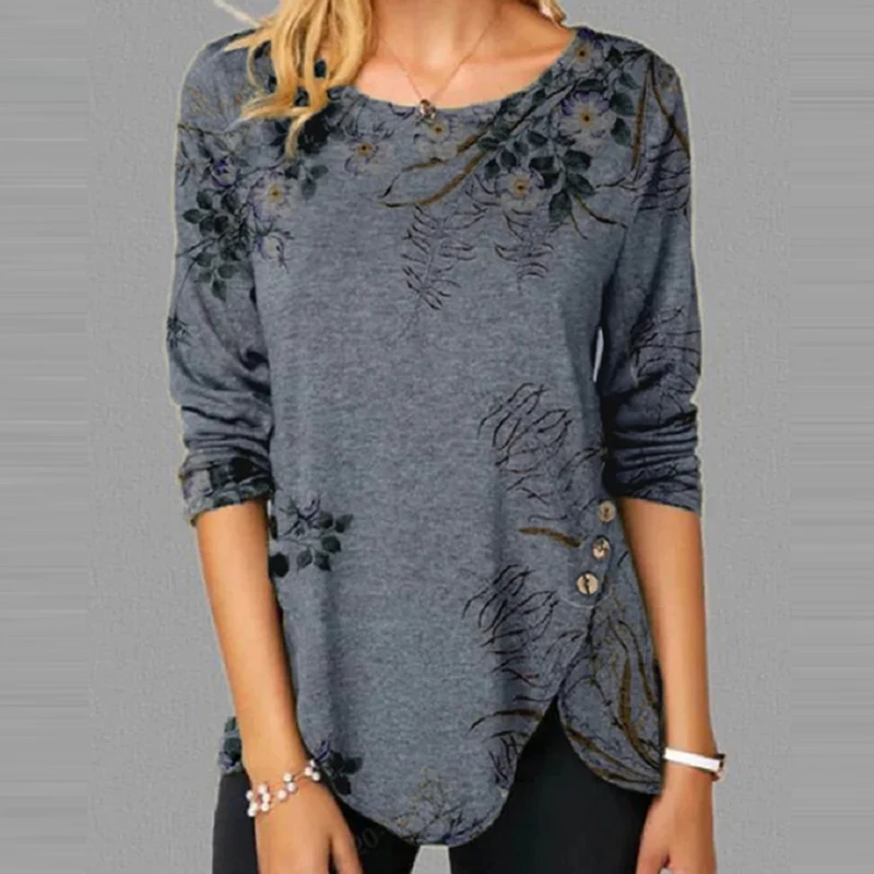 Женская Повседневная футболка с круглым вырезом и принтом весна-осень | одежда