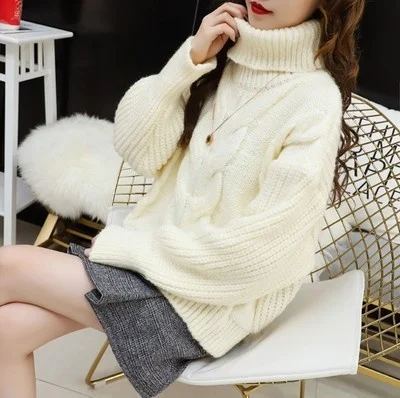 

Women Sweater Pullover Ribbed Sweaters Knitted Solid TurtleNeck Preppy Style Fashion Ladies Knitwear Soft Tops Autumn Winter