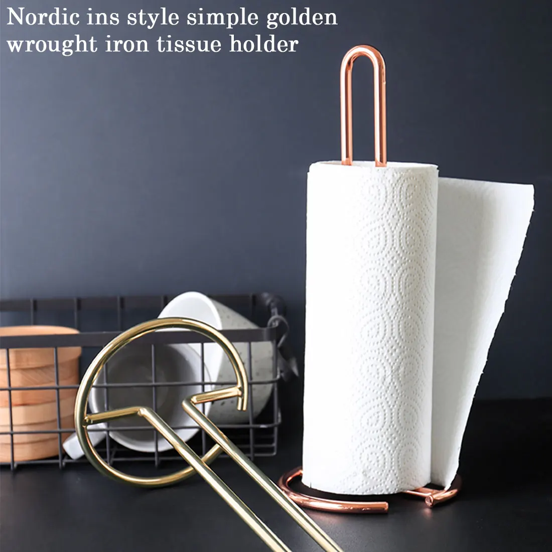 

Kitchen Roll Paper Towel Rack Bathroom Stainless Steel Standing Paper Holder Gold Silver Tissue 1PC