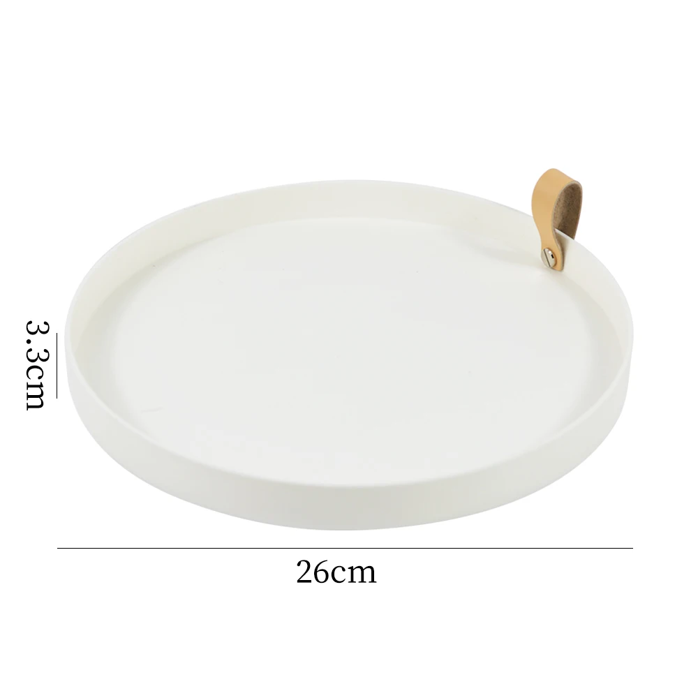 Современный простой круглый поднос для хранения Кожаная подставка