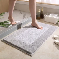 simple grey white color bathroom mat thicken soft non slip toilet doorway floor carpet shower room absorbent slipmat washable