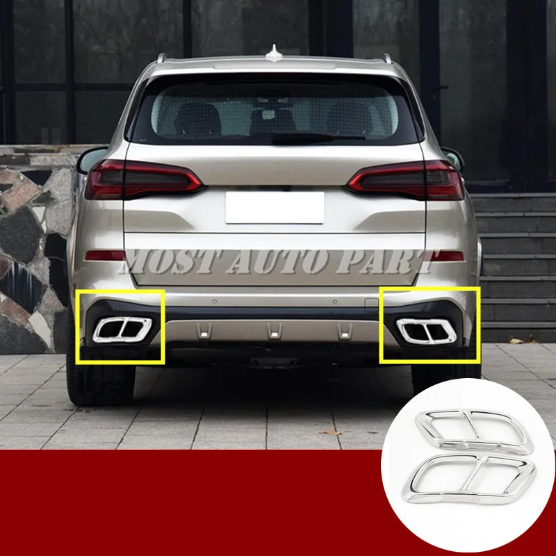 

Stainless Rear Exhaust Muffler Tail Pipe Trim Cover 2pcs For BMW X5 G05 2020-2021 Car accesories interior Car decoration