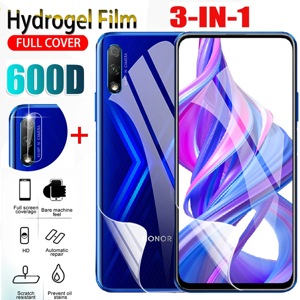 

Гидрогелевая пленка 3-в-1 для Huawei Honor 9, 9a, 9c, 9x pro, 9 Lite, 8a, 8c, 8s, 8x, Защитная пленка для экрана и задней панели телефона, пленка для объектива камеры