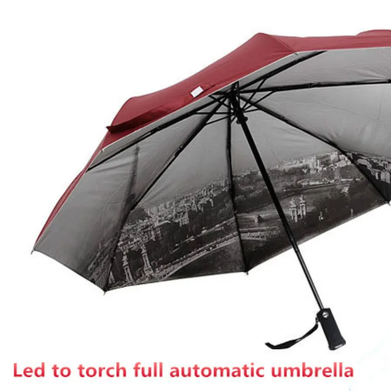UV Protection LED Umbrella Rain Women Men Sun Mini Folding Automatic Parasol Portable Wind Resistant 60U0036 | Дом и сад