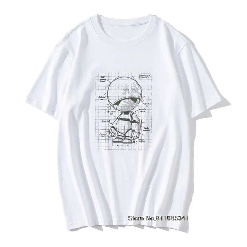 

Men's T Shirt Marvin The Paranoid Android Hitchhiker's Guide To The Galaxy Funny Artsy Awesome Artwork Printed Tee
