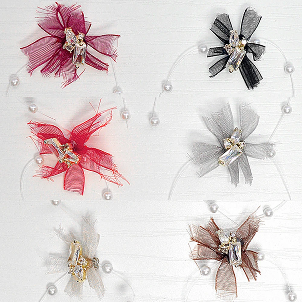 

1 Pcs Mesh Lace Bowknot Nail Jewelry Shiny Luxury Zircon Rhinestones Nail Art Decoration Delicate DIY Manicure Accessories