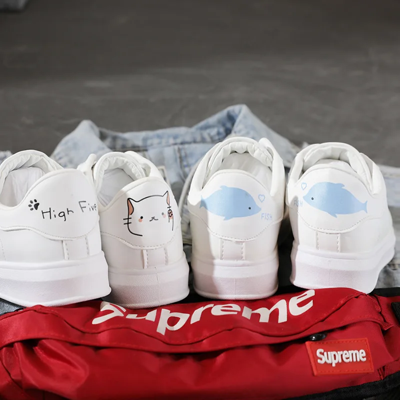 

2018 New Autumn Women Vulcanized Shoes Female Lace-up White Shoes PU Leather Solid Color Women Casual Shoes Female Sneakers