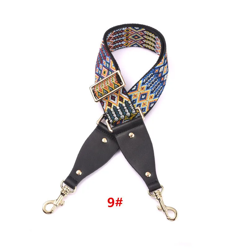 ribbon 9 Gold hook Новая леопардовая лента Холщовая Сумка ремень с 120 см регулируемого размера с цветком шаблон плечо широкий ремень кожаная сумка, аксессуары дикий стиль - Цвет: ribbon 9 Gold hook