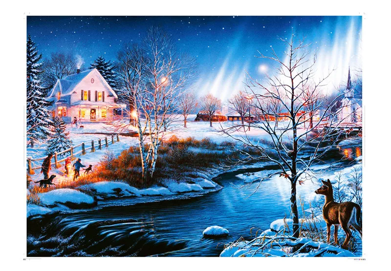 1000PCS Decompression Starry Sky Puzzle SNOW NIGHT AURORA PUZZLE ROUND jigsaw | Игрушки и хобби