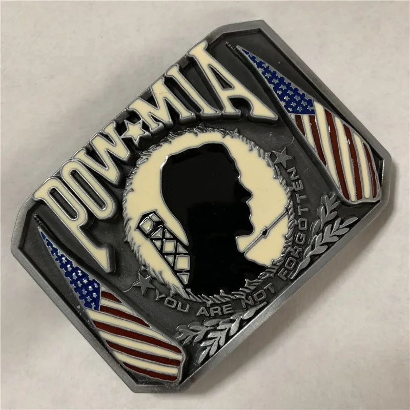 Стандартная Пряжка 80*56 мм прямоугольные металлические пряжки POW MIA для модных