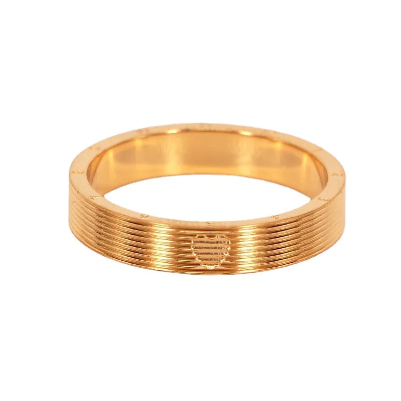 

Exquisite 14k Real Gold Heart Time Number Rings for Women Top Designer Screw Thread Jewelry Girls Wedding Party Accessories Gift