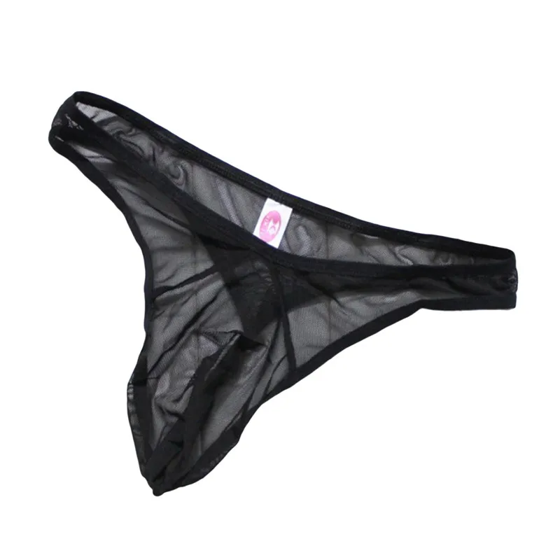 

Men's Sexy See-through G-strings Low Waist Briefs Mesh Sheer Pouch Stretchy Seamless Panties Thongs Solid Color Underwear