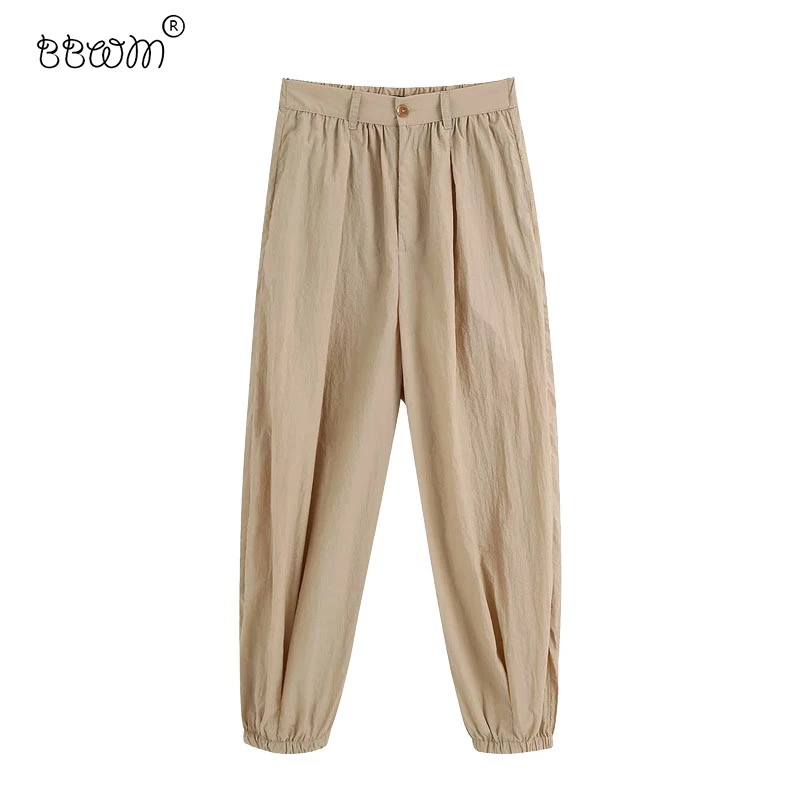 

Pop Women Chic Vogue Solid Pants Vintage Female High Waist Zipper Fly Ankle Trousers Casual Pantalones Mujer