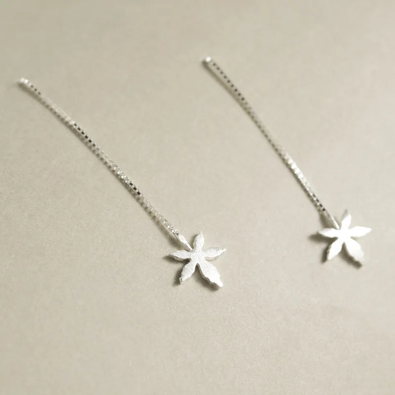 Мода 925 стерлингового серебра в виде кленового листа кулон уха линия серьги нить