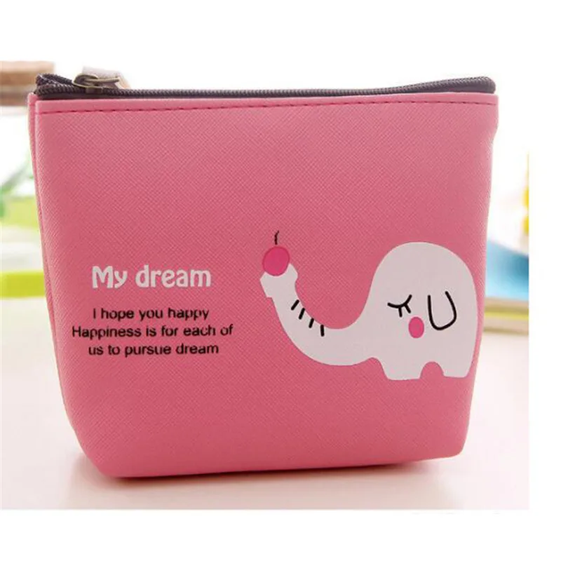 

Women Mini Leather Coin Purse Wallet Girls Cartoon Elephant Zebra Prints Coin Purse Clutch Female Coin Card Holder Money Bag