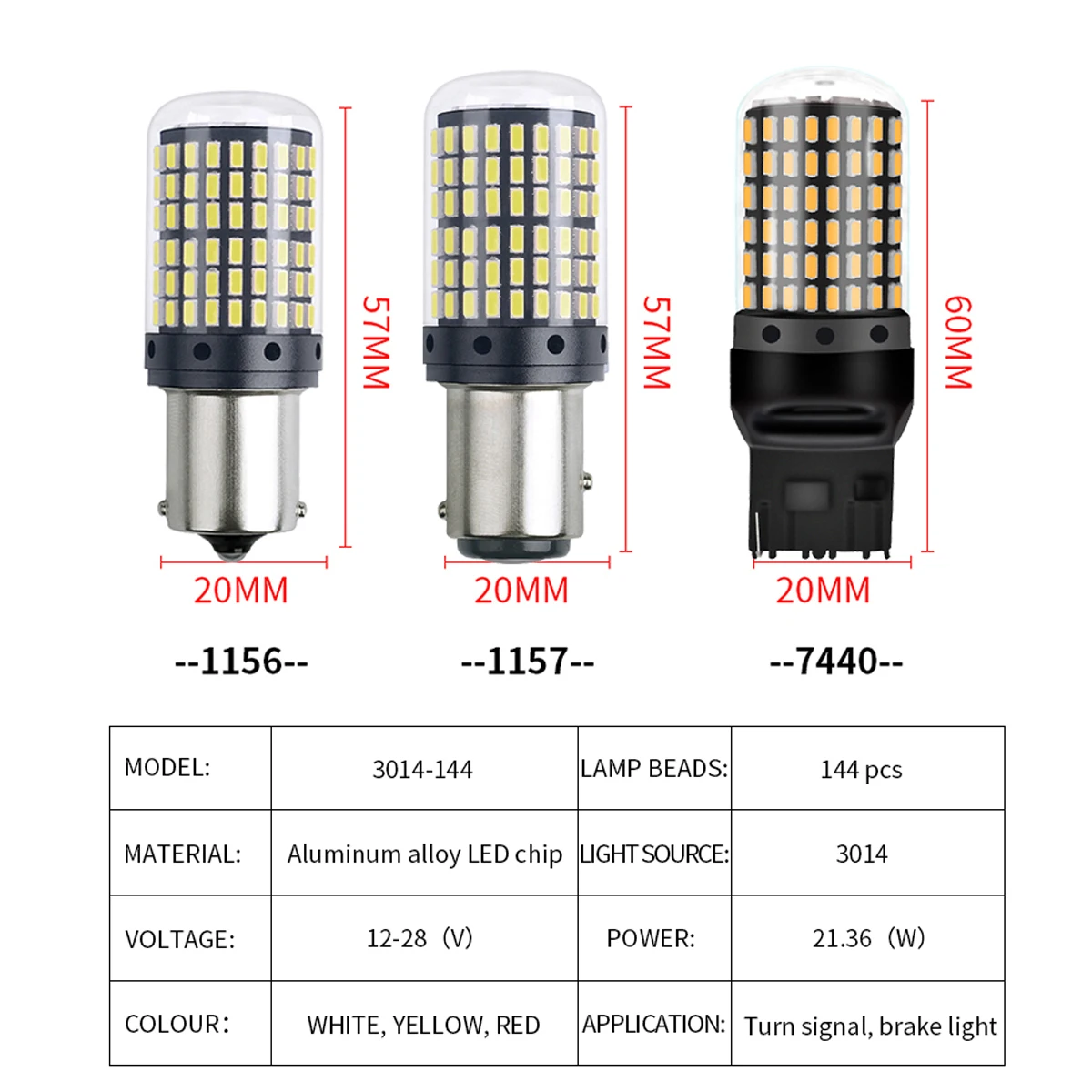 1 шт. 1156 BA15S P21W BAU15S PY21W 1157 BAY15D P215W 7440 W21W Canbus светодиодный стоп-сигнал лампа дневного