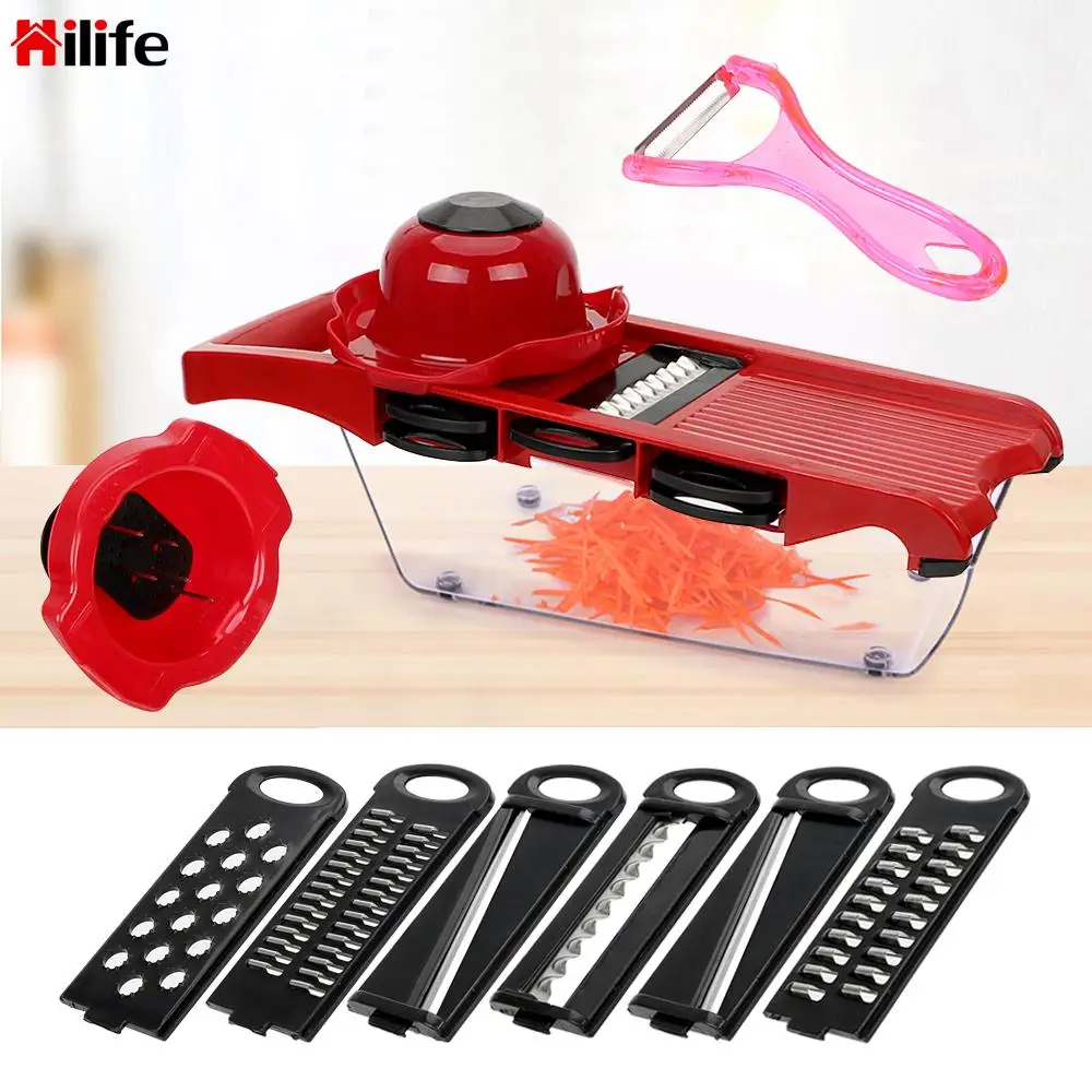 

6 Blades Slicer Fruit Cutter Grater Kitchen Gadget Cooking Tool Sets Vegetable Mandoline Slicer Multi-function