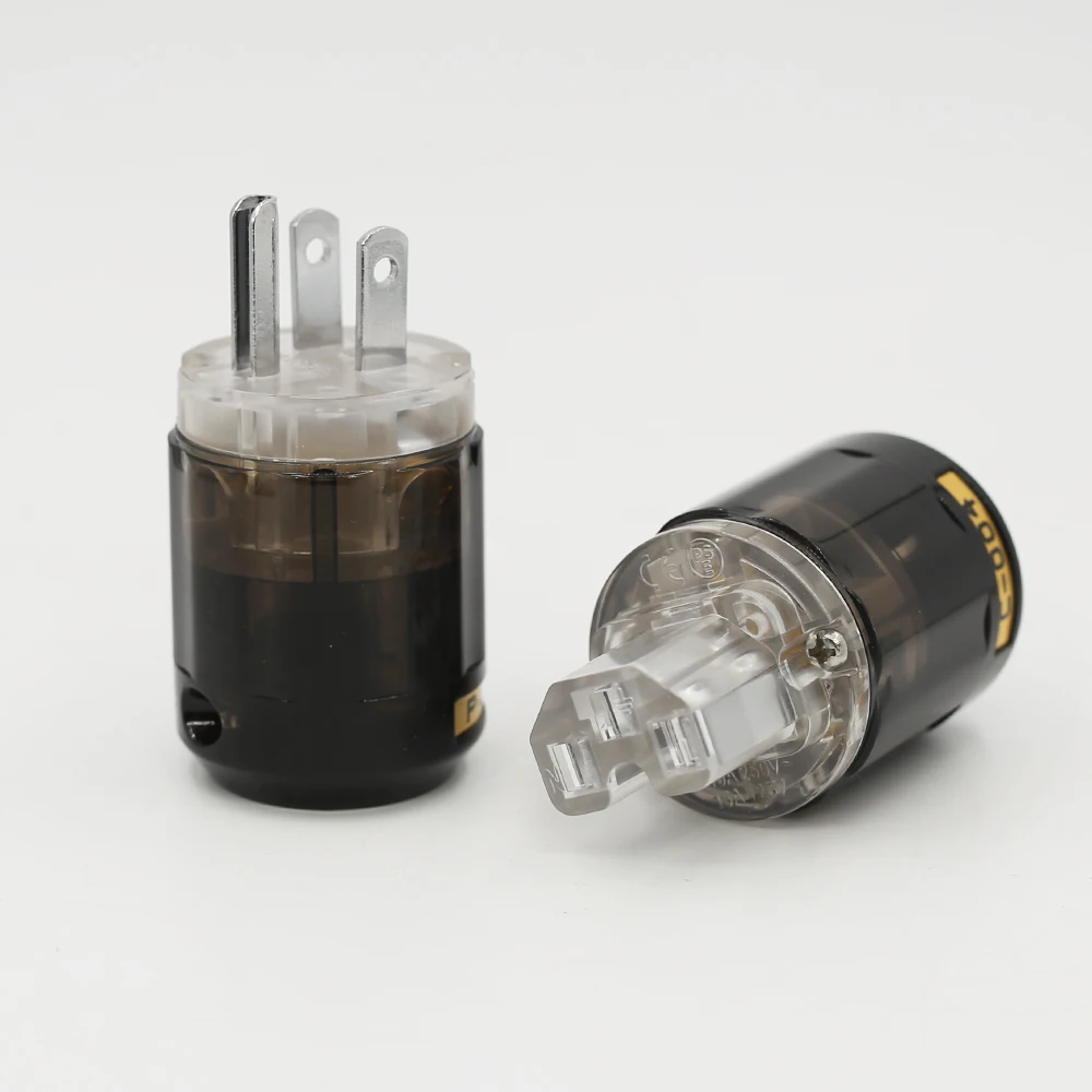 

High quality Pairs Hight Quality P004+C004 Rhodium Plated US Power Plug, HIFI US power cord plug+IEC Female Connector