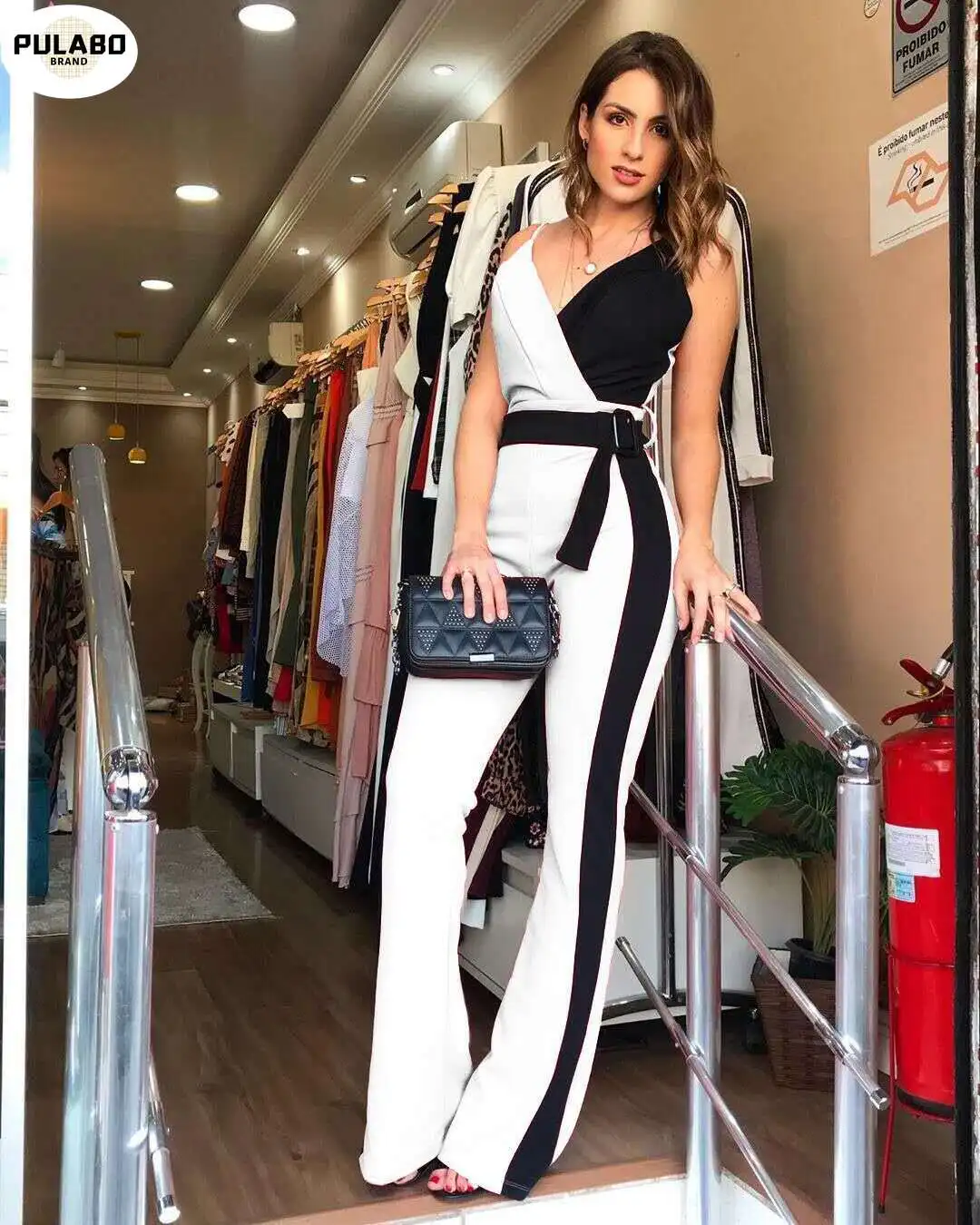 

Комбинезон с толстыми лямками, женский элегантный комбинезон с V-образным вырезом, комбинезон для работы (без пояса)