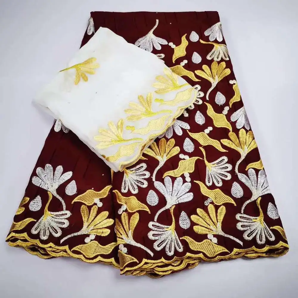 Цветная 2 в 1 хлопковая ткань Швейцарии вышитая камнями tissu africain brode coton guinea brocade для