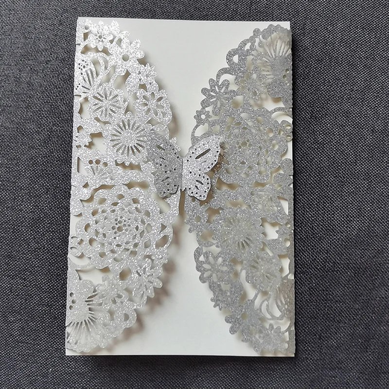 

25pcs Fashion Glitter Butterfly Invitations Card Wedding Engagement Mariage Christening & Baptism Party Invite Favor Supplies