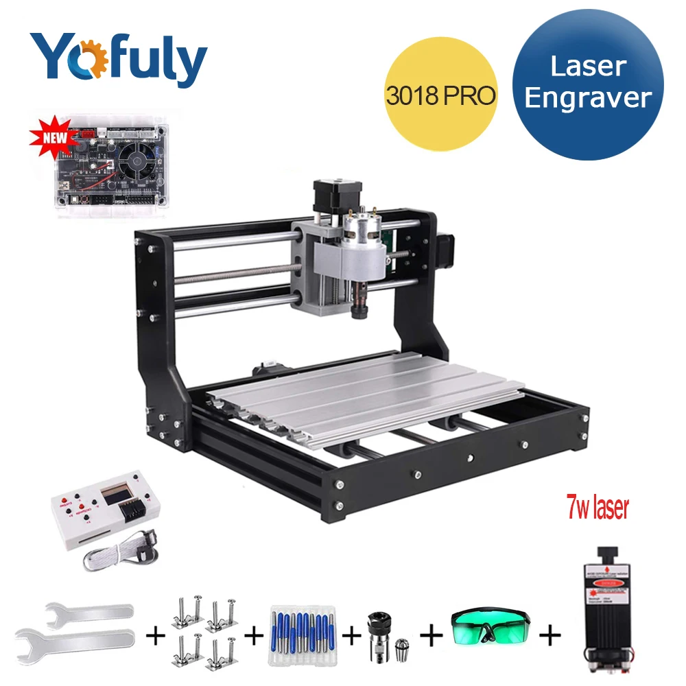 7w laser CNC 3018 Pro DIY Мини станок с ЧПУ с автономным управлением Лер 3 оси фрезерный станок GRBL контроль ER11 лазерный гравер новое поступление - Цвет: 7w laser