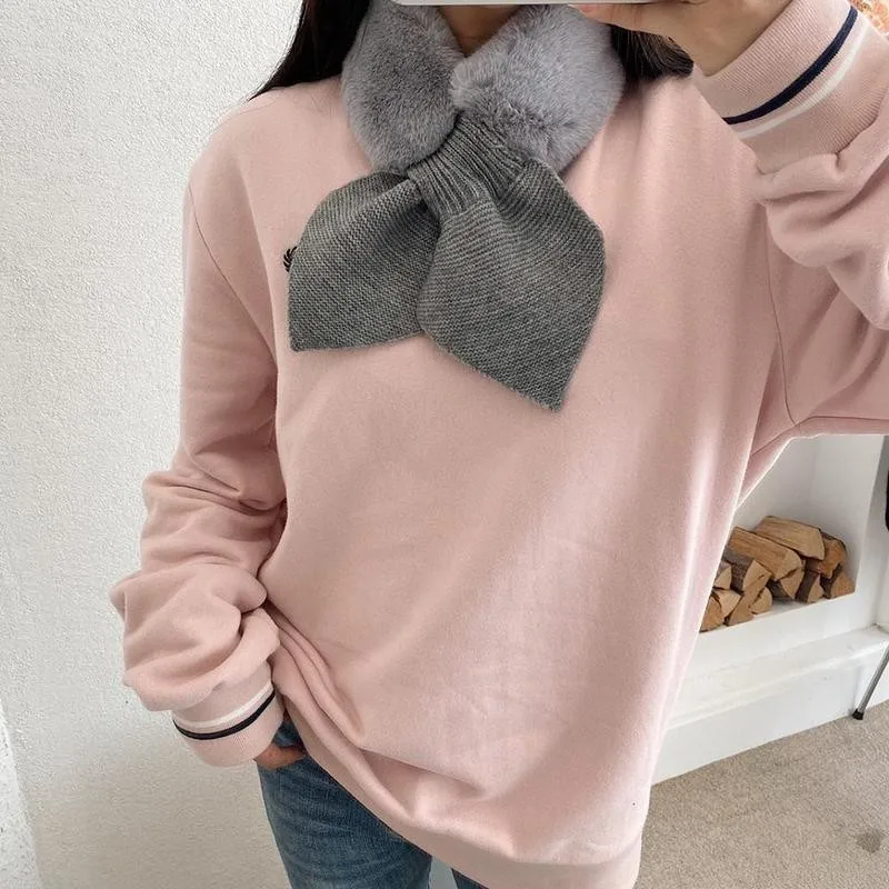 

Design 2020 New Thick Warm Winter Faux Rabbit Fur Neck Bandana Fashion Winter Women For Ladies Knitted Scarf Collar Neck Sc X6B5
