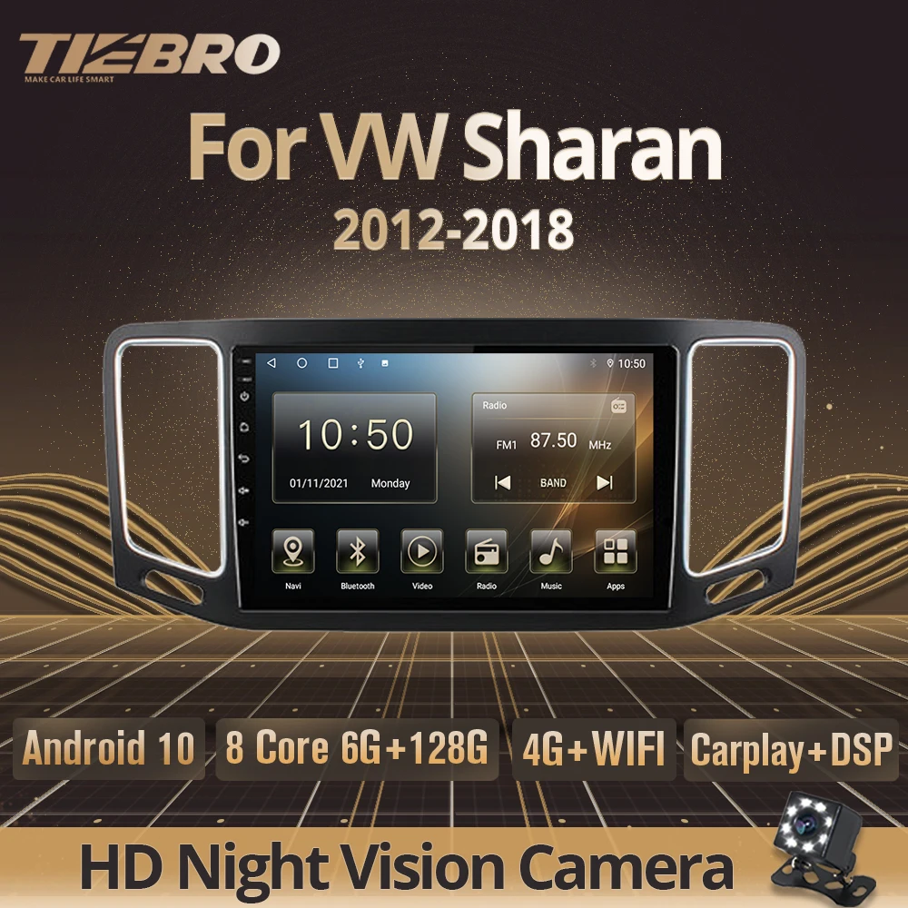 

Tiebro Car Radio For Volkswagen VW Sharan 2012-2018 2DIN Android10 Autoradio GPS Navigation Stereo Receiver Bluetooth Player IGO
