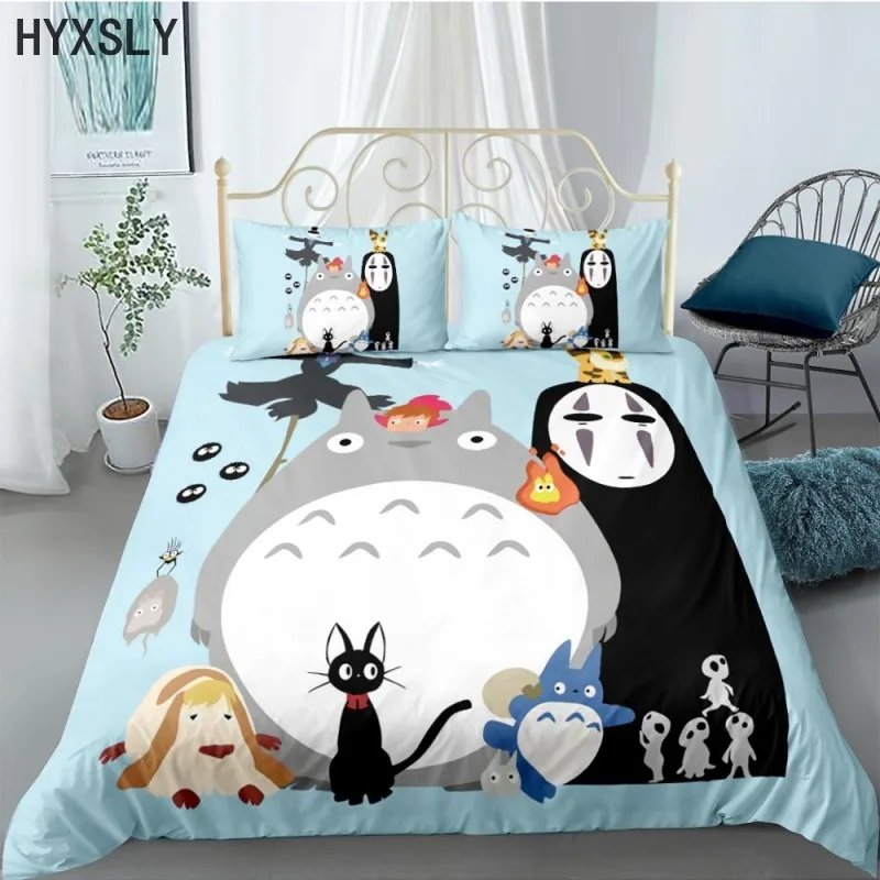 

Spirited Away Duvet Cover 3D Printed Totoro Howl's Moving Castle For Kids Cute Pillowcase Comforter Bedding Queen King Double