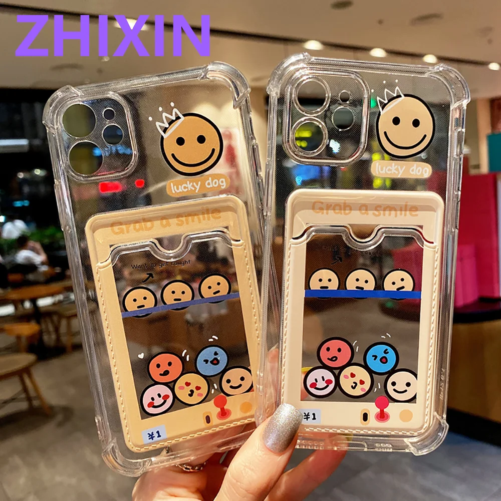 

Smile Transparent Clear Cute Cartoon Case for iphone 13 12 11 promax XS MAX XR X 8 7 6plus SE2020 With Camera Protection