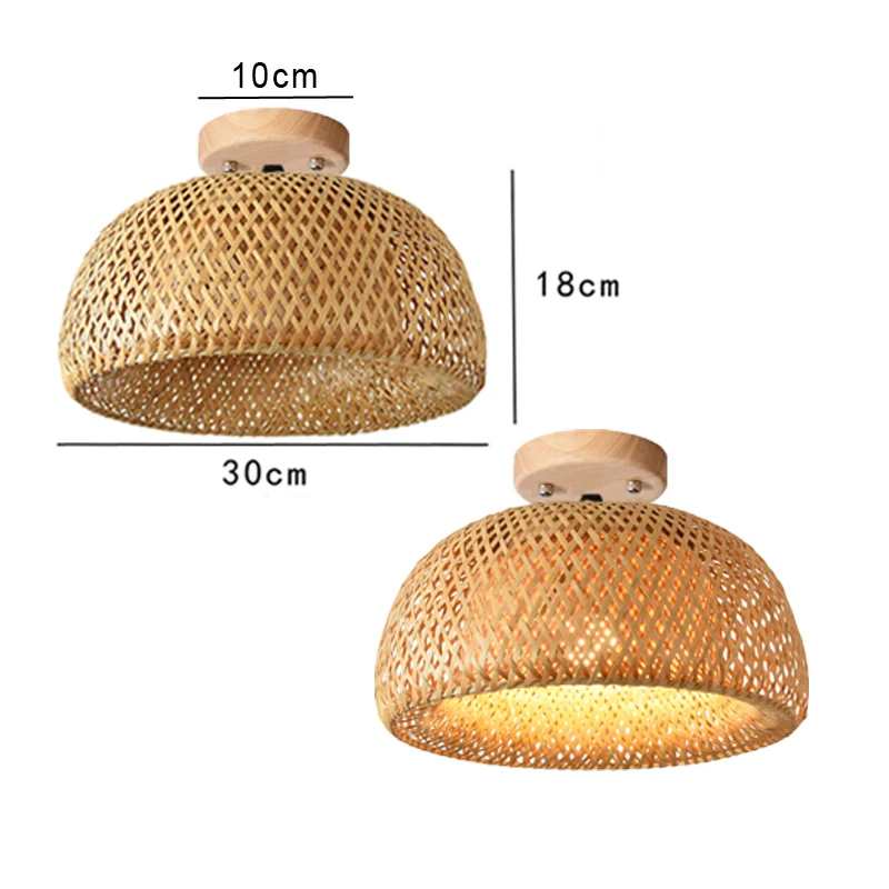 $29.89 Chinese Style Ceiling Lamp Rural Retro Handmade Restaurant Bamboo Weaving Antique Farmhouse Coffee Shop Creative Ceiling Lamp