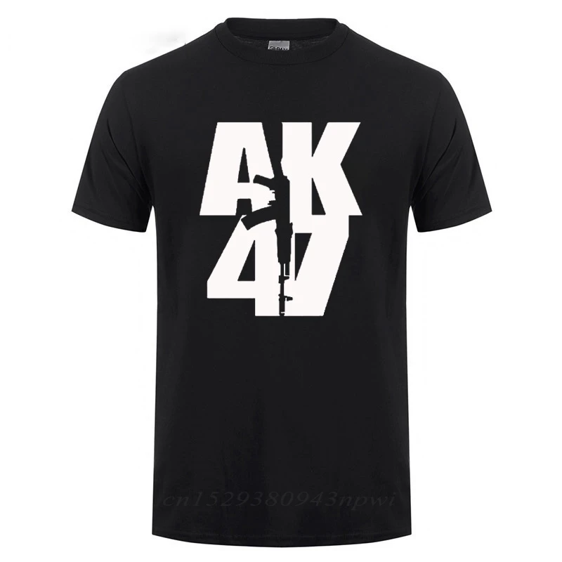 

Man Brand Clothing Ak 47 Soviet Union Gun Russian Weapons Rifle Topics T-Shirt For Men Short Sleeve Cotton Cool T Shirt