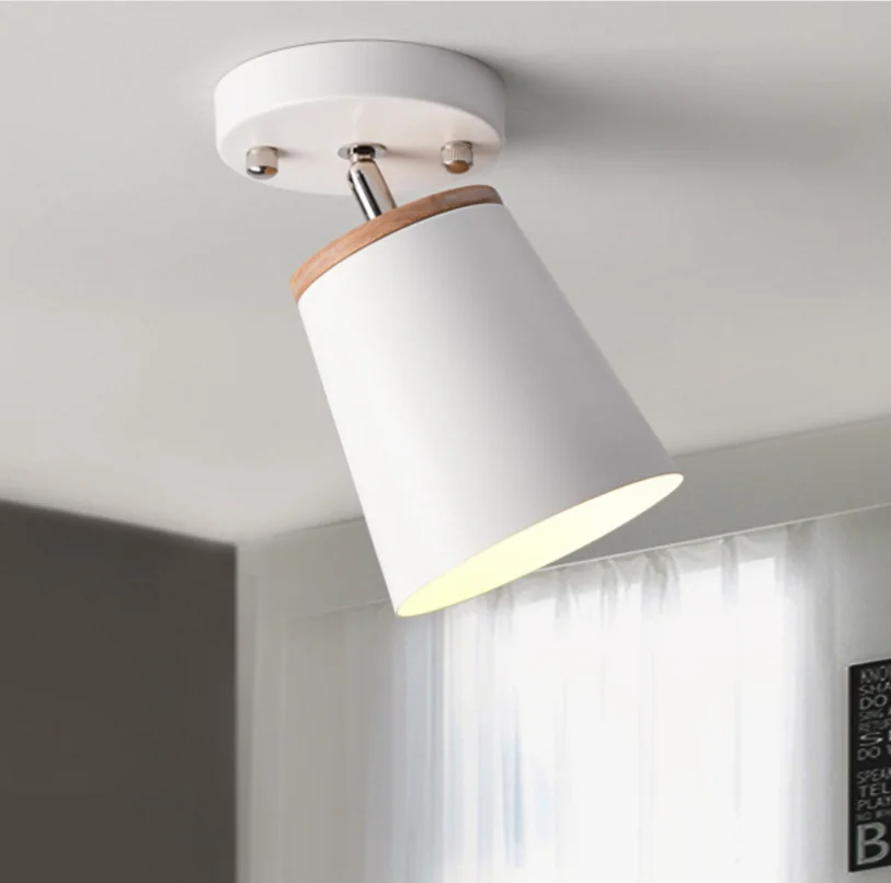 Современный светодиодный потолочный светильник железная лампа с деревянным