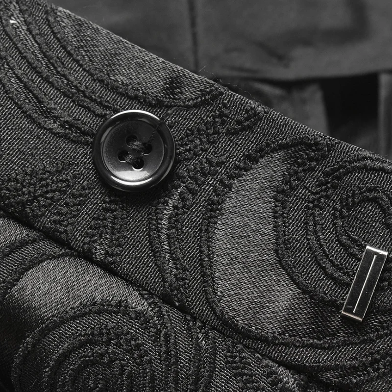 Black White Jacquard Floral Pants Men High Quality Casual For Luxury Hip Hop Streatwear Stylish Pantalones Hombre P2 | Мужская одежда